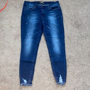 Low rise blue jeans
